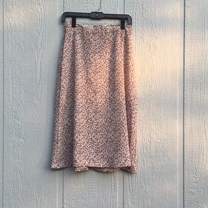 Cream Mid Length Skirt with Purple Lilac flowers